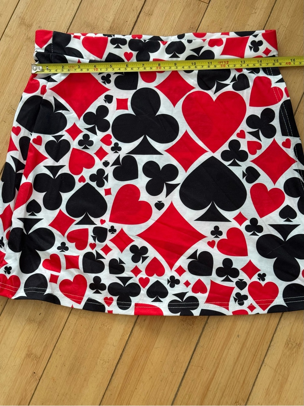 Queen of Hearts Playing Card Suits Graphic Stretch Mini Skirt Cosplay Large - Picture 2 of 4